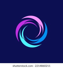 Modern Blue Circle Tornado logo symbol isolated, Abstract Hurricane Logo Symbol, Typhoon vector illustration