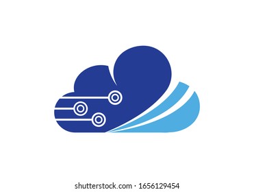 Ilustraciones vectoriales de diseño de logotipo de tecnología digital en nube.