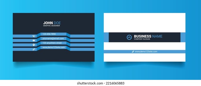 Modern blue color 3d shape visiting card. Creative business card template