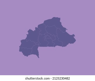 Modern Blue Color High Detailed Border Map Of Burkina Faso Isolated on Purple Background Vector