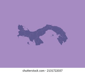 Modern Blue Color High Detailed Border Map Of Panama Isolated on Purple Background Vector