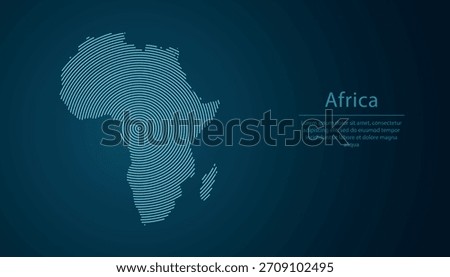 Modern blue concentric line illustration of Africa map with minimal design and tech style