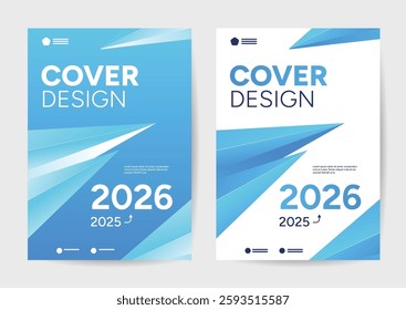Modern Blue Cover Design Templates for Business with Abstract Geometric Elements