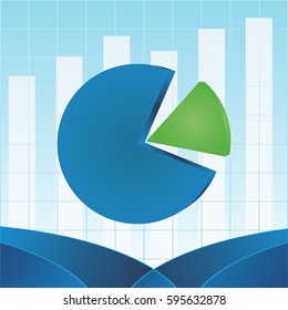 Modern blue cover for financial reports, annual research, marketing analysis. Flat vector cartoon illustration. Objects isolated on a white background.
