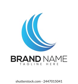 Modern Blue Crescent Logo Design Brand Identity Visual Branding