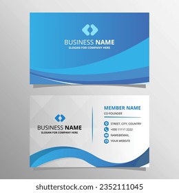 Modern Blue Curved Shapes Business Card Template, can be used for business designs, presentation designs or any suitable designs.