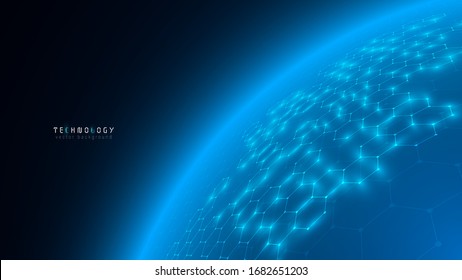 modern blue cyberspace global abstract hexagon net technology background,futuristic hexagon tech background,cyberspace technology background,3d copy space innovative background