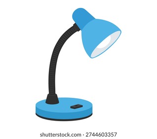 Modern Blue Desk Lamp Flat Illustration On White Background