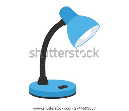 Modern Blue Desk Lamp Flat Illustration On White Background