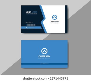 Modern blue details creative business card vector template. Corporate clean visiting card layout design. horizontal flat vector illustration