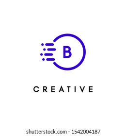 modern blue digital technology circle B logotype isolated on white background design concept.