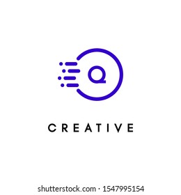 modern blue digital technology circle Q logotype isolated on white background design concept.