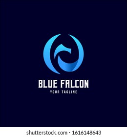Modern blue falcon logo template