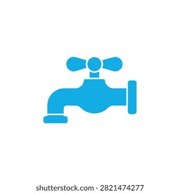 Modern blue faucet icon featuring two handles and a spout depicted in a clean turquoise color perfect for bathroom or plumbing project visuals
