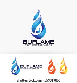 Modern Blue Fire Logo. Abstract And Creative Logo Concept. Vector Logo Template