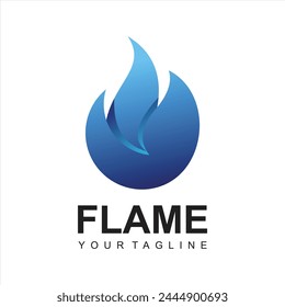 modern blue Fire logo design template