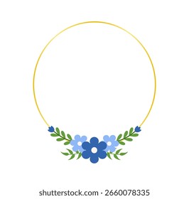 Marco floral azul moderno de la frontera para la papelería digital y los proyectos de la impresión