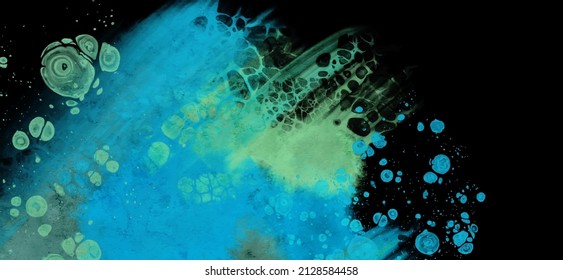 Modern blue flow background on black. Liquid shape in color banner. Art design for your design project. Vector illustration.
