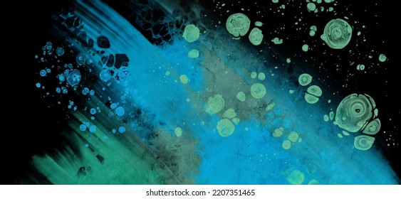 Fondo de flujo azul moderno sobre negro. Forma líquida en un cartel de color. Diseño artístico para su proyecto de diseño. Ilustración vectorial.