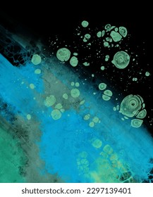 Fondo de flujo azul moderno sobre negro. Forma líquida en un cartel de color. Diseño artístico para su proyecto de diseño. Ilustración vectorial.