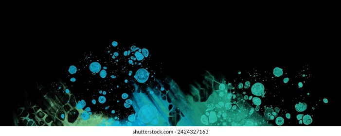 Fondo de flujo azul moderno en negro. Forma líquida en banner de color. Diseño artístico para su proyecto de diseño. Ilustración vectorial.