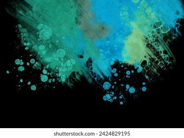Fondo de flujo azul moderno en negro. Forma líquida en banner de color. Diseño artístico para su proyecto de diseño. Ilustración vectorial.