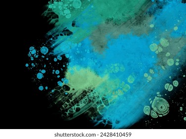 Moderner blauer Flow-Hintergrund auf schwarz. Flüssige Form im Farbbanner. Kunstdesign für Ihr Designprojekt. Vektorgrafik.