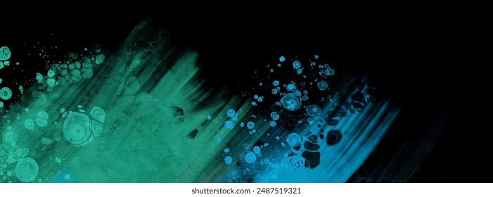 Modern blue flow background on black. Liquid shape in color banner. Art design for your design project. Vector illustration.