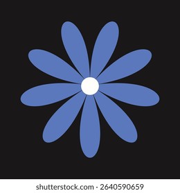 Modern blue flower illustration with bright tones and smooth lines. Conceptual elegance for spring or summer themes.