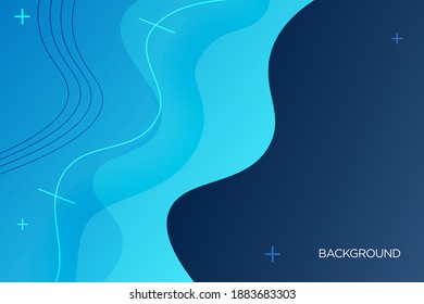 Modern Blue Fluid Gradient Background With Curvy Shapes Vector