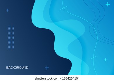 Modern Blue Fluid Gradient Background With Curvy Shapes Vector