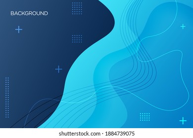 Modern Blue Fluid Gradient Background With Curvy Shapes Vector