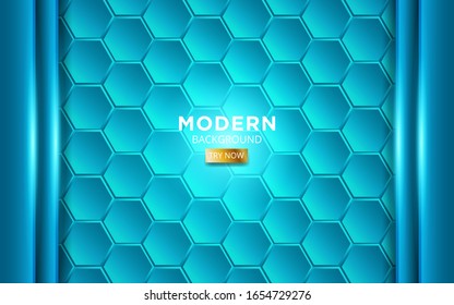 modern blue future background in hexagon texture.