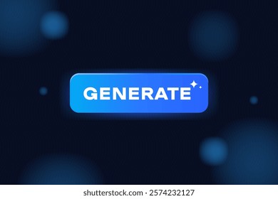 Modern blue "Generate" button with glowing light effects, designed for digital interfaces, applications, or user experience projects. Stylish and minimalistic UI design. AI generate button