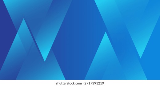 Modern blue geometric abstract background with layered zigzag n triangle shapes, clean gradient tones, dynamic minimal design for business presentations, technology banners, websites, digital backdrop