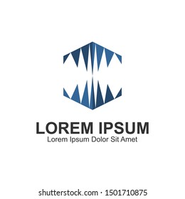 Modern Blue Geometric Abstract Logo Template