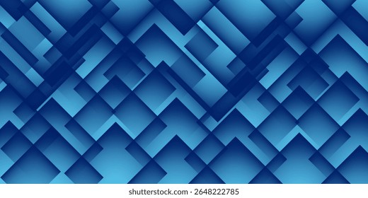 Modern blue geometric background with overlapping diagonal squares and gradient lighting. Abstract tech-style design, perfect for digital themes, presentations, banners, and web design