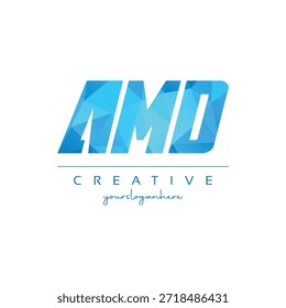 Diseño de logotipo de AMD de letra creativa geométrica azul moderno