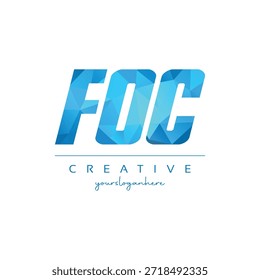 Moderno azul geométrico criativo carta FOC logotipo design
