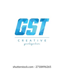 Diseño de logotipo GST de letra creativa geométrica azul moderno