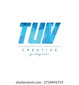 Modern blue geometric creative letter TUV logo design