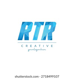 Diseño de logotipo RTR de letra creativa geométrica azul moderno