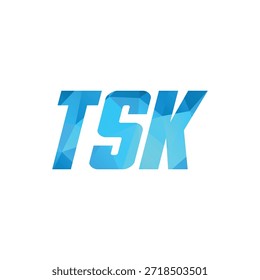Diseño de logotipo TSK de letra creativa geométrica azul moderno