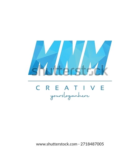 Modern blue geometric creative letter MNM logo design