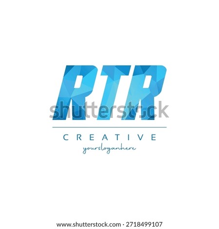 Modern blue geometric creative letter RTR logo design