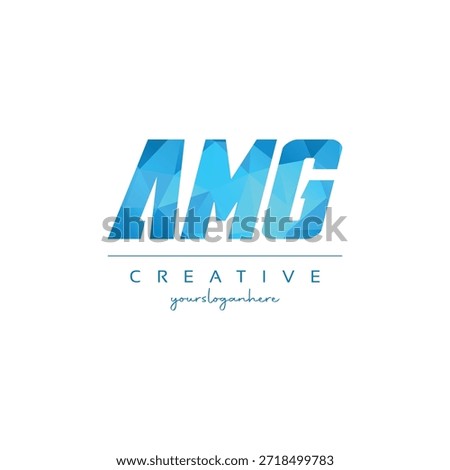 Modern blue geometric creative letter AMG logo design