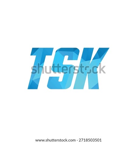 Modern blue geometric creative letter TSK logo design