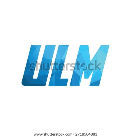 Modern blue geometric creative letter ULM logo design