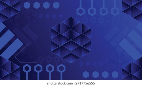 Fundo de tecnologia geométrica azul moderno com padrões de hexágono brilhante ideal para apresentações de ciência de dados de segurança cibernética sites e projetos digitais futuristas