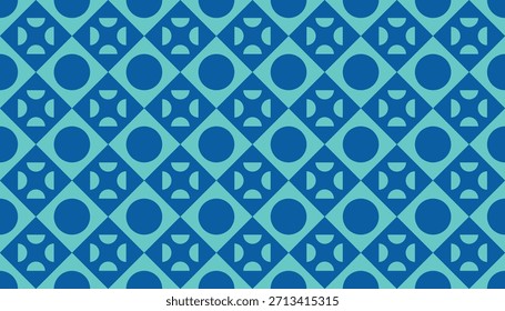 Un moderno patrón de azulejo geométrico azul con formas circulares y sutiles Formas decorativas.